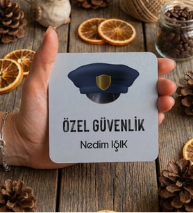 Kişiye Özel Özel Güvenlik Bardak Altlığı  Hediyesi (Beyaz)