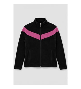 Kadın Fermuarlı Cepli Siyah Polar Sweatshirt