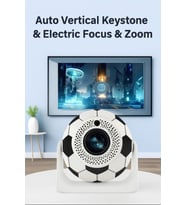 4K Ultra HD Futbol Tasarımlı Projeksiyon Cihazı, Wi-Fi, Otomatik Odak ve Zoom