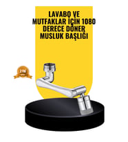 Mey İthalat® 1080° Dönebilen Musluk Başlığı 2 Su Modlu Ayarlanabilir Esnek Tasarım