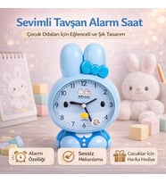 Sevimli Tavşan Alarm Saat (Bebe Mavisi)