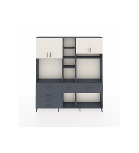 Arges Dolap 11 Raflı 6 Çekmeceli 4 Kapaklı 220x30x243 Antrasit-Aytaşı/Antrasit