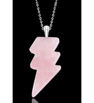 Sertifikalı Şimşek Model Pembe Kuvars Taşı Kolye - Aaa+ Kalite (Çok Renkli)