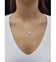 Kelebek Zirkon Taşlı 18K Altın Kaplama Kolye (Karışık)