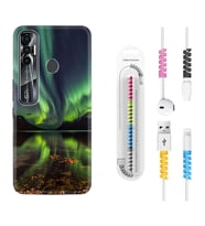 Tecno Spark 6 6 Go 8C 8 Pro 7 7 Pro Kılıf Kablo Koruma Spiral Silikon Kuzey Işıkları 1327