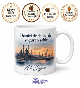 Kocaeli Sanayi ve Deniz Temalı Kupa Bardak Özel Tasarım Hediye