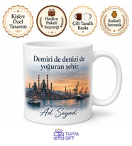 Kocaeli Sanayi ve Deniz Temalı Kupa Bardak Özel Tasarım Hediye
