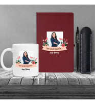 Kişiye Özel Yeni İş Temalı Bordo Klasik Defter & Siyah Tükenmez Kalem ve Kupa
