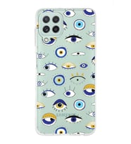 PrintiFy Samsung Galaxy A22 ile Uyumlu 1mm Slim Fit Nazar Boncuğu 2 Baskılı Şeffaf  Kılıf