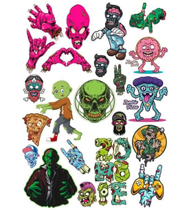 Zombiler Sticker Set 11 21 Parça Telefon, Tablet, Defter, Laptop Sticker