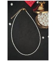 24K Altın Kaplama Gerçek Kum İnci (Minimal) Tasarım Kolye Beyaz (STD)