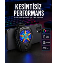 Lexroo Telefon Soğutucu Fan 2 Kademe Hız Dijital Ekranlı Klipsli Mobil Oyun Soğutucusu Type-C Şarjlı