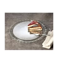 Cam Yuvarlak Servis Tabağı 26 cm Şeffaf Desenli Tekli Petite Patisserie
