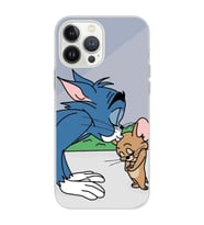 Iphone 12 PRO Uyumlu Tom ve Jerry Tasarımlı Şeffaf Telefon Kılıfı