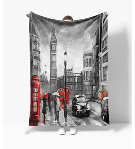 Erayshome English London Desenli Baskılı Hediyelik Polar TV Battaniyesi