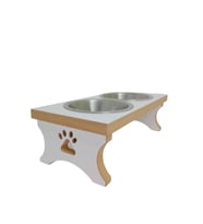 REALWOOD AHŞAP ÇELİK KASELİ KEDİ-KÖPEK MAMA VE SU KABI STANTI