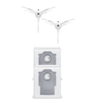 Roborock QRevo S Uyumlu 2 Adet Beyaz Yan Fırça 2 Adet Toz Torbası