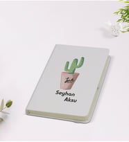 BK Gift Kişiye Özel İsimli Kaktüs Tasarımlı 9x14cm Beyaz Defter - Model 5
