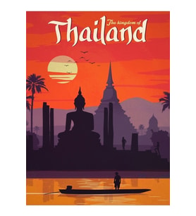 Tayland'ın Kırmızı Görünümleri Tablo Ahşap Poster Dekoratif