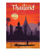 Tayland'ın Kırmızı Görünümleri Tablo Ahşap Poster Dekoratif