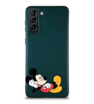 Samsung Galaxy S21 Plus Soft Premier Kapak Mickey Mouse-F Tasarımlı Silikon Kılıf - Yeşil (Şeffaf)