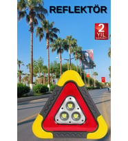 Reflektör Güneş Panelli Solarlı Şarjlı Üçgen Işıklı Trafik Reflektör Fener - Lisinya