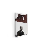 Dikey Kanvas Tablo Salon Duvar Tablosu Bayrak Ve Atatürk Yeni Ev Hediyesi Ofis Tablosu
