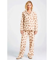 Kadın Gömlek Yaka Standart Kol Regular Kalıp Animal Desen Wellsoft Pijama Takımı