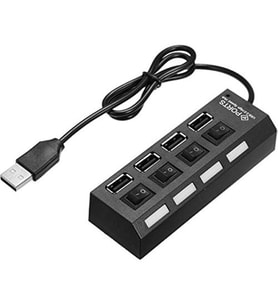4 Port USB Çoğaltıcı , Windows, Mac, Linux ve diğer işletim sistemleri ile uyumlu (Düz Siyah)