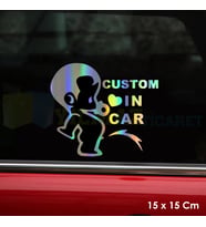 Işeyen Yaramaz Çocuk Hologram Oto Sticker Cam Araba Yapıştırma Çıkartma Aksesuar Etiket 15 X 15 Cm