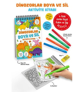 Dinozorlar - Boya ve Sil Aktivite Kitabı / 3 Yaş +