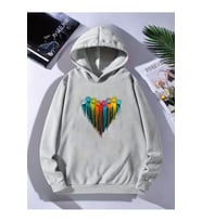 Unisex Sevimli Pati Kalp Baskılı Oversize Genel (Gri)