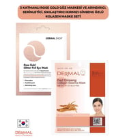 3 Katmanlı Rose Gold Göz Maskesi ve Arındırıcı, Serinletici, Sıkılaştırıcı Kırmızı Ginseng Özlü Kolajen Maske Seti