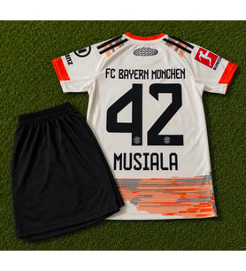 Bayern Münih 2025-26 Sezonu Jamal Musiala deplasman Çocuk Forması (Bej)