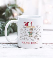Sınıf Öğretmeni Tasarımlı Kişiye Özel Kupa Bardak (Beyaz)