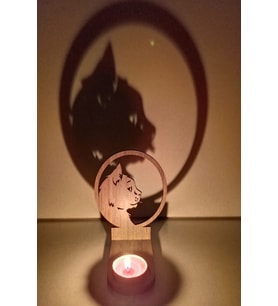 Tek Duran Kedi Figür Kahverengi Ahşap Gölge Mumluk Projeksiyon Biblo – Mum Hediyeli KETE2 (STD)