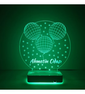 Çocuklara Özel Hediye 3 Balon Masaüstü 3D Dekoratif Led Lamba