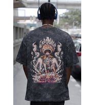 Tasarım One Piece Monkey D. Luffy Gear 5 Sırt Baskılı Unisex Oversize Eskitme Yıkamalı Tişört