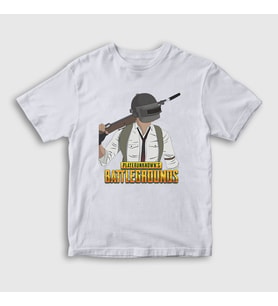 Presmono Unisex Çocuk Beyaz Cartoon Pubg T-Shirt 29937tt