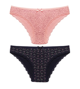 2 Lİ Paket Desenli Dantelli M Beden Kadın Bikini Külot
