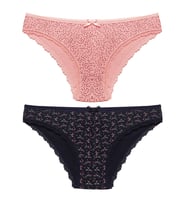2 Lİ Paket Desenli Dantelli M Beden Kadın Bikini Külot (Çok Renkli)
