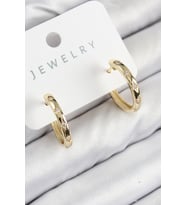 Pirinç Zirkon Taşlı Halka Model Gold Renk Kadın Küpe (Altın)