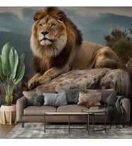 Dağ ve Aslan Temalı Duvar Kağıdı