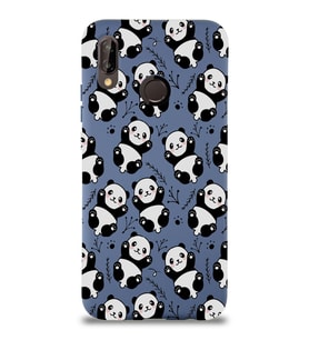 Xiaomi Redmi Note 7  Uyumlu Lansman Kılıf Panda Tasarımlı İçi Kadife Kapak-Petrol Mavisi (Şeffaf)