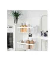 2’li Yapışkanlı Banyo & Mutfak Organizeri Set – Delme Yok, beyaz Plastik Se