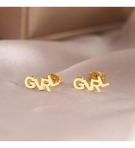 Kişiye Özel 925 Ayar Gümüş Girl Küpe (Gold)