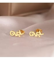 Kişiye Özel 925 Ayar Gümüş Girl Küpe (Gold)