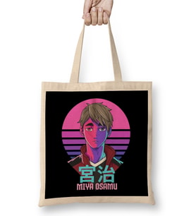 Haikyuu Miya Osamu Neon Haikyuu Anime Bez Çanta Uzun Saplı