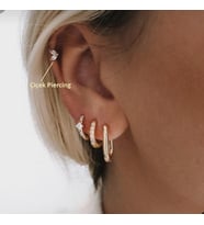 Cerrahi Çelik Çiçek Tragus Piercing Helix Kıkırdak Anti Helix Gold Renk (Çok Renkli)
