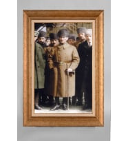 EV İŞYERİ OFİS İÇİN ALTIN ÇERÇEVELİ PASPARTULU ATATÜRK TABLO S144